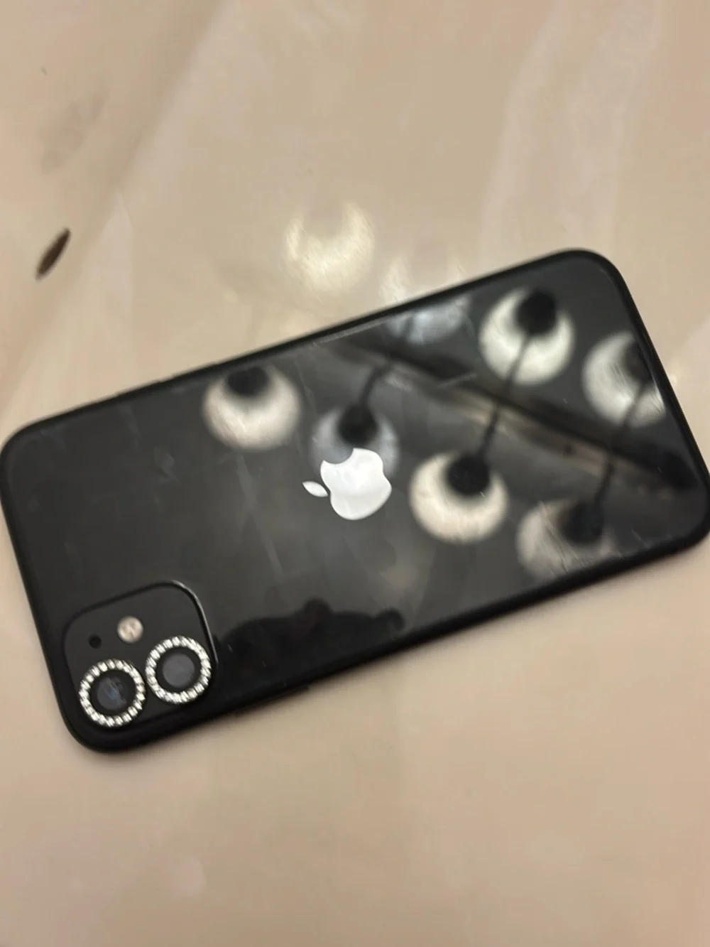Apple iPhone 11 in Black with Rhinestone Camera Accents
